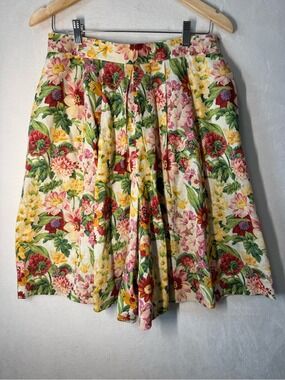 Vintage Susan Bristol Floral Pleated A-Line Culottes Skirt in Multi size 14